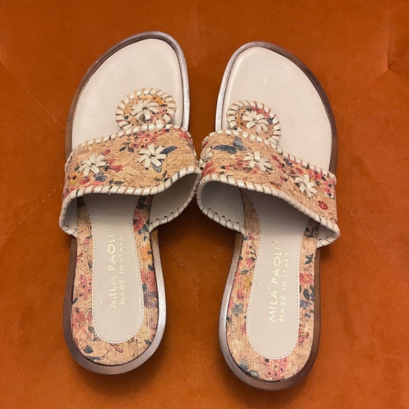 Mila Paoli Floral Print Flip Flops Size 9 - Picture 7 of 9